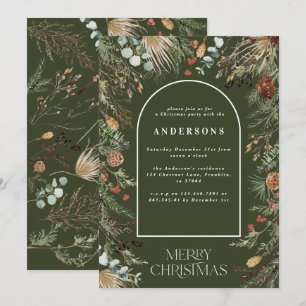 Weihnachtsbogen Aquarell botanische Weihnachtsfeie Feiertagskarte