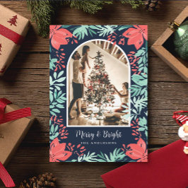 Weihnachtsbogen-Foto Botanisch Rot Floral Blau Feiertagskarte