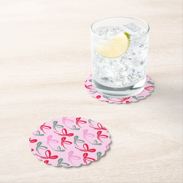 Weihnachtsbögen grün rosa whimiscal handgezeichnet untersetzer (Vor Ort)