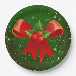 Weihnachtsbogen mit Stechpalme Papier-Teller Pappteller