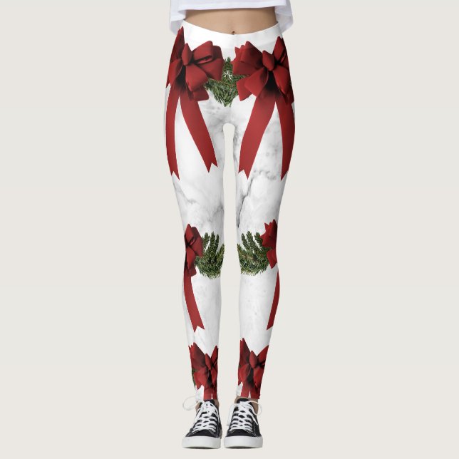 Weihnachtsbogen-u. -marmor Druck-Leggings Leggings (Vorderseite)
