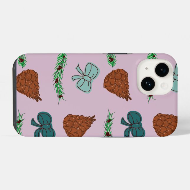 Weihnachtsbögen und Zapfen iPhone Hülle (Rückseite (Horizontal))