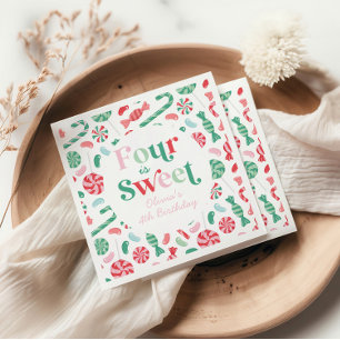Weihnachtsbonbon Vier ist süß zum 4. Geburtstag Serviette