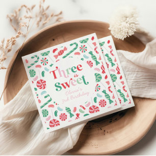 Weihnachtsbonbons Drei ist süß 3. Geburtstag Serviette