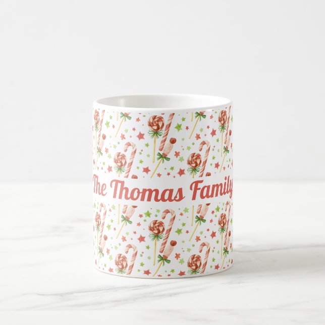 Weihnachtsbonbons Muster Personalisierter Kaffeebe Kaffeetasse (Mittel)