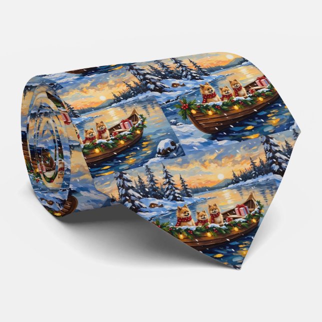 Weihnachtsboot-Feier mit Pomeranian Krawatte (Gerollt)