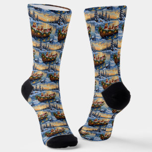Weihnachtsboot-Feier mit Pomeranian Socken