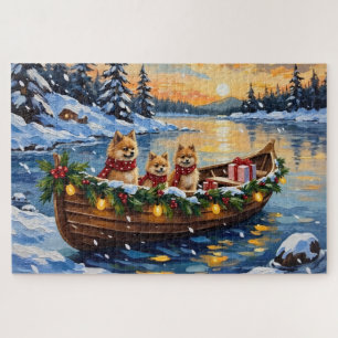 Weihnachtsboot-Feiertage der Pomeranian Puzzle