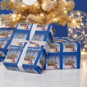 Weihnachtsboot in Snow Geschenkpapier