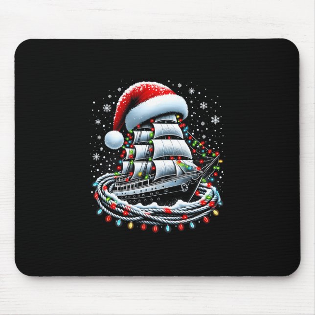 Weihnachtsbootfahren Segelkreuzfahrtboot umgeben B Mousepad (Vorne)