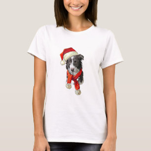 Weihnachtsborder Collie Hund T-Shirt