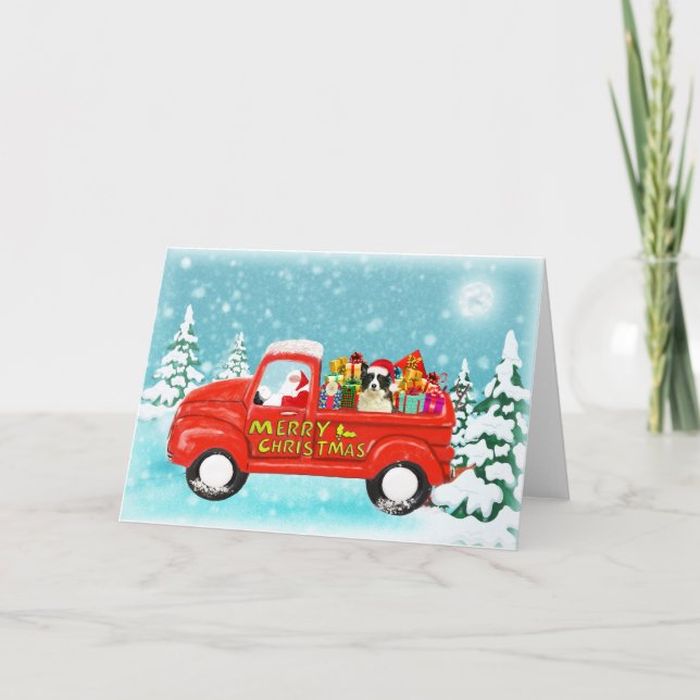 WeihnachtsBorder-Colliegeschenk-Lieferwagen Karte (Vorderseite)
