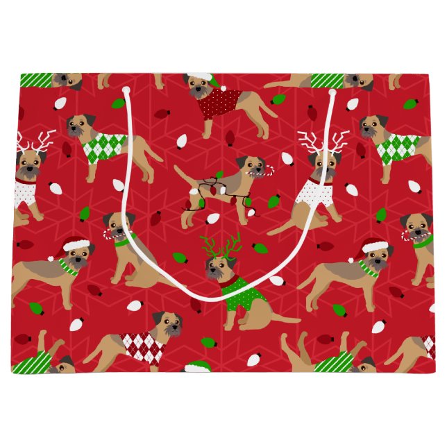 Weihnachtsborder Terrier Große Geschenktüte (Vorderseite)