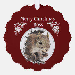 Weihnachtsboss, vom Haufen Nüsse - Eichhörnchen Ornament Karte