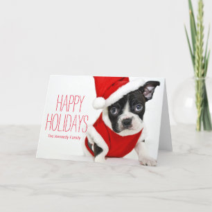 Weihnachtsboston-Terrier Feiertagskarte
