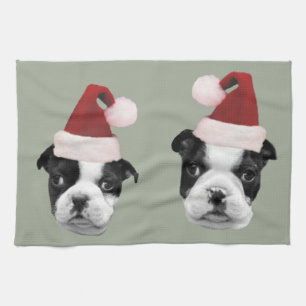 Weihnachtsboston-Terrier Geschirrtuch