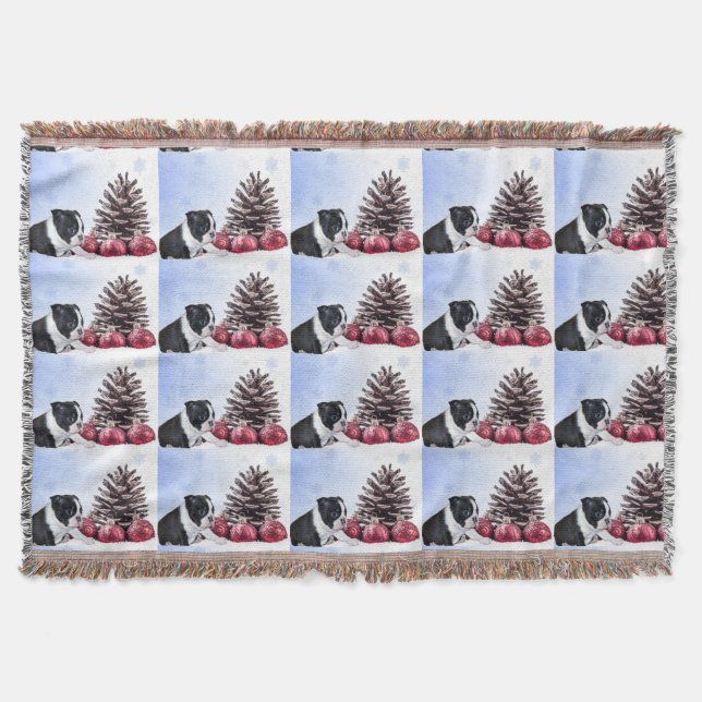 Weihnachtsboston-TerrierhundeWurfsdecke Decke (Vorderseite)