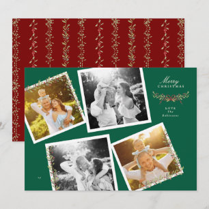 Weihnachtsbotanik-Collage Vintage-Fotoschnappschus Feiertagskarte