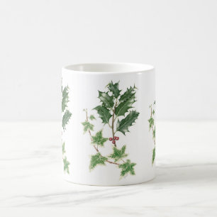 Weihnachtsbotanische Stechpalme u. Efeu-Tasse Tasse