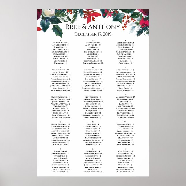 Weihnachtsbouquet Hochzeitskarte für Aquarellen Poster (Vorne)
