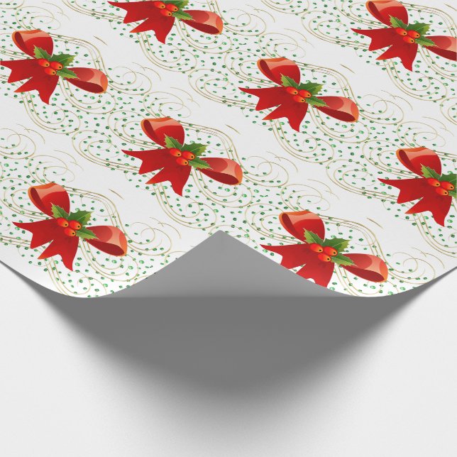 Weihnachtsbow auf grünen Steinen Geschenkpapier (Ecke)