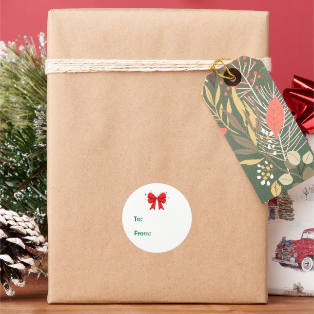 Weihnachtsbow-Geschenksticker Runder Aufkleber (Feiertag)