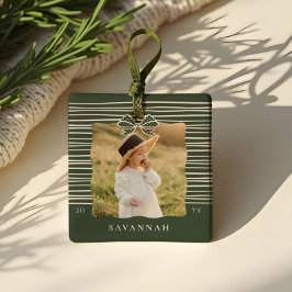 Weihnachtsbow Moderne Streifen Wavy Foto Keepake Keramikornament