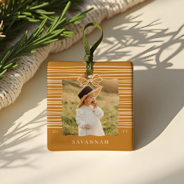 Weihnachtsbow Moderne Streifen Wavy Foto Keepake Keramikornament