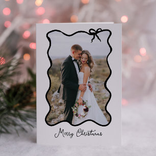 Weihnachtsbow   Schwarz-Weiß-Foto-Rahmen Feiertagskarte