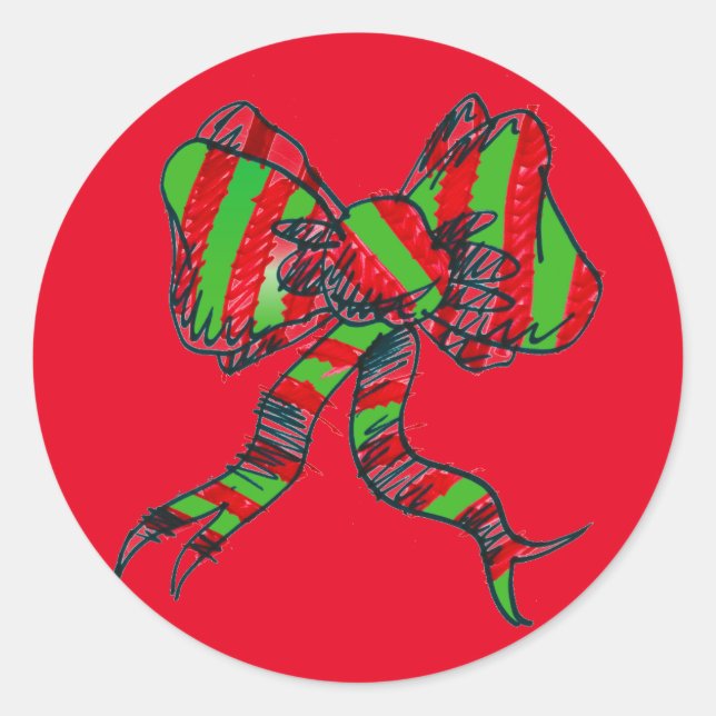 Weihnachtsbow-Stickers Runder Aufkleber (Vorderseite)