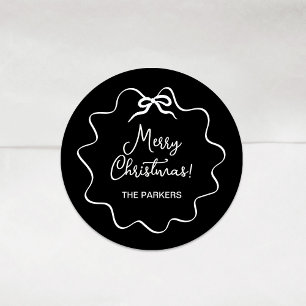Weihnachtsbow Weiß weißes weißes weißes Weiß Runder Aufkleber