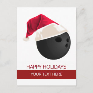 Weihnachtsbowling Ball Weihnachtsmannmütze PostCar Feiertagspostkarte