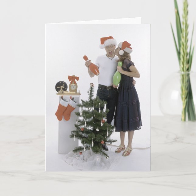 WeihnachtsBowling Feiertagskarte (Vorderseite)