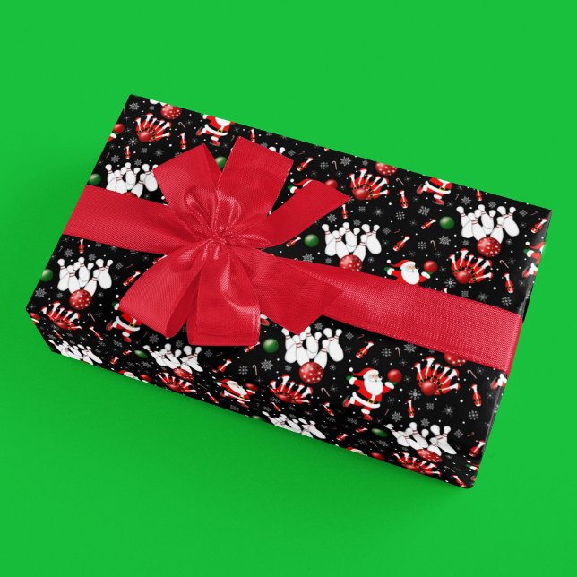 Weihnachtsbowling mit dem Weihnachtsmann Geschenkpapier (Von Creator hochgeladen)