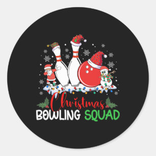 WeihnachtsBowling Squad Xmas Lights Santa Bowling Runder Aufkleber