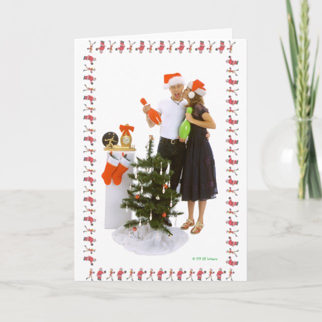 WeihnachtsBowlings-Liebhaber Feiertagskarte (Vorderseite)