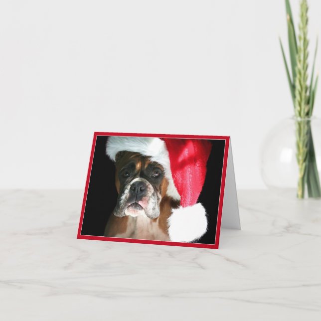 Weihnachtsboxer Hund Notecard Feiertagskarte (Vorderseite)