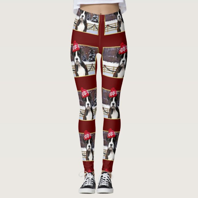 Weihnachtsboxer-HundeLeggings Leggings (Vorderseite)
