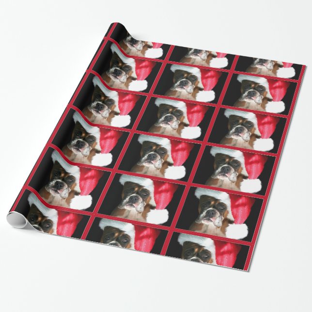 Weihnachtsboxer-HundePackpapier Geschenkpapier (Ungerollt)
