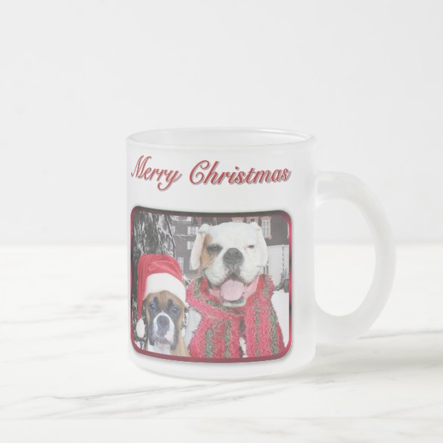 Weihnachtsboxer mattierte Tasse (Rechts)