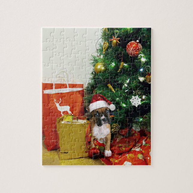 Weihnachtsboxer Welpe Puzzle (Vertikal)