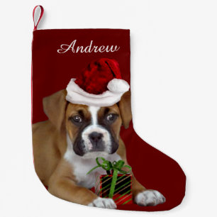 Weihnachtsboxer-Welpe Strumpf Kleiner Weihnachtsstrumpf