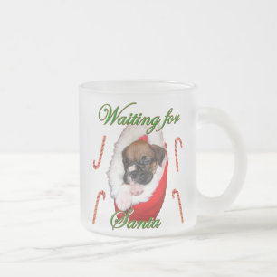 Weihnachtsboxer-Welpen-Tasse Mattglastasse