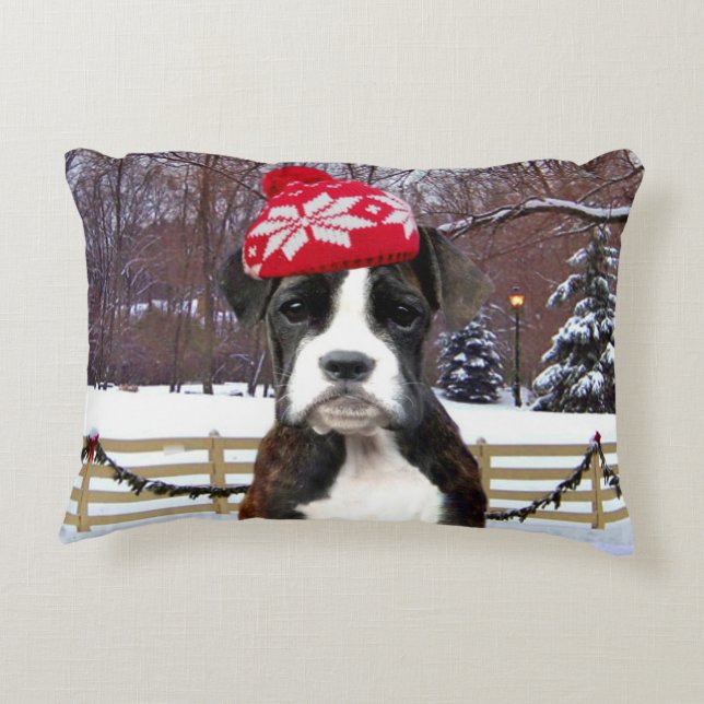 Weihnachtsboxerwelpe Dekokissen (Rückseite)