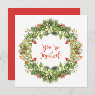 Weihnachtsbrand Berries Blume Holly Pine Einladung