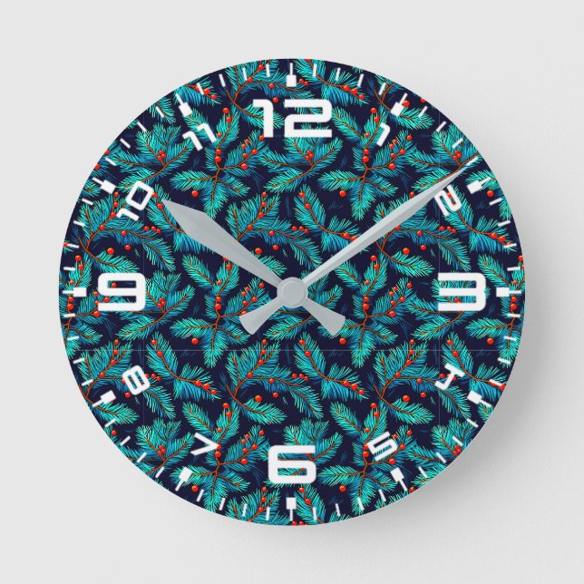 Weihnachtsbrand-Muster-82397 Runde Wanduhr (Vorderseite)