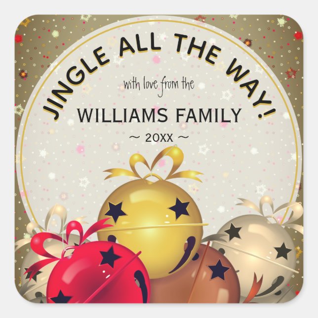 Weihnachtsbrände Schneeflocken Urlaub Quadratischer Aufkleber (Vorderseite)