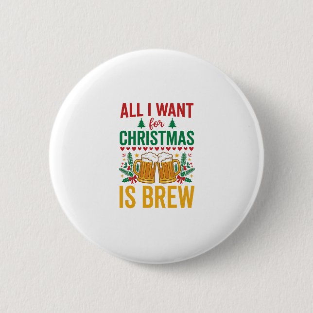 Weihnachtsbrau-Getränkedesign für Feiertage Button (Vorderseite)