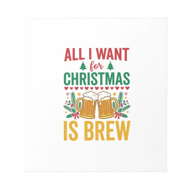 Weihnachtsbrau-Getränkedesign für Feiertage Notizblock (Vorderseite)
