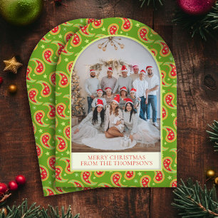 Weihnachtsbrauch-Foto grünes Paisley-Sterne-Muster Feiertagskarte